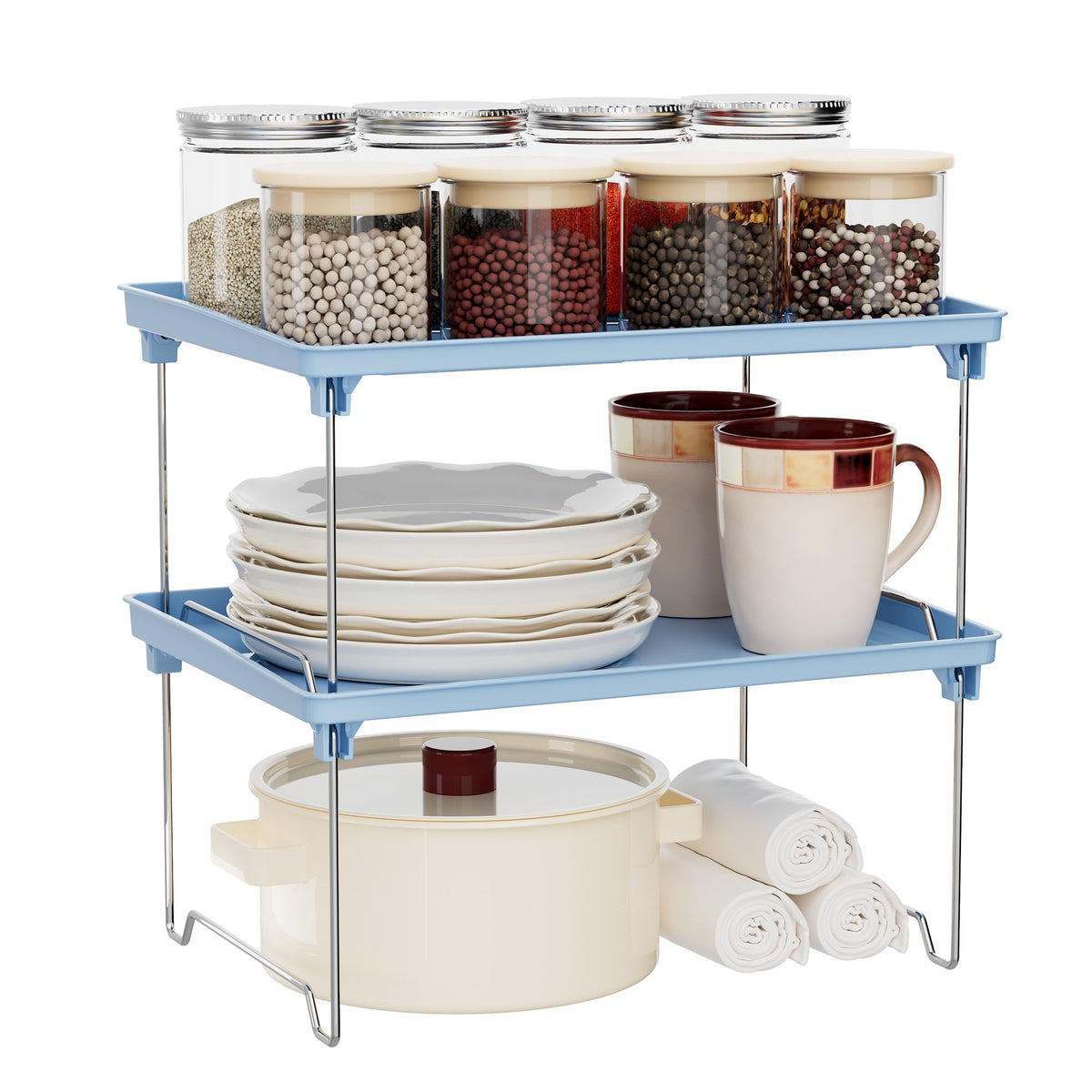 STARLATTA Clear Acrylic Stackable Cabinet Organizer Shelf