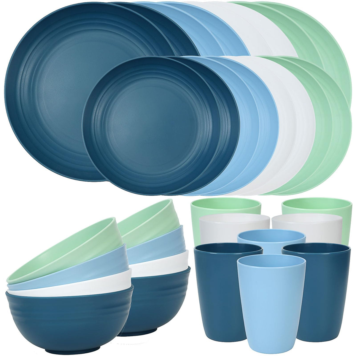 Quatish Plates and Bowls Sets for 6, Dinnerware Dishes Sets for Kitchen