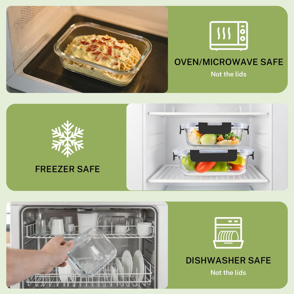 8-Pack Borosilicate Glass Food Storage Containers with Lids