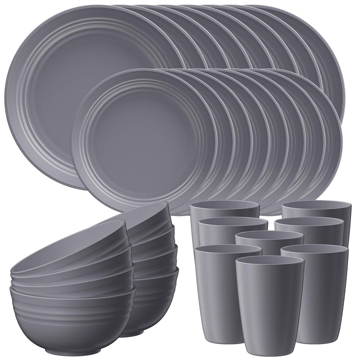 Quatish Plates and Bowls Sets for 6, Dinnerware Dishes Sets for Kitchen