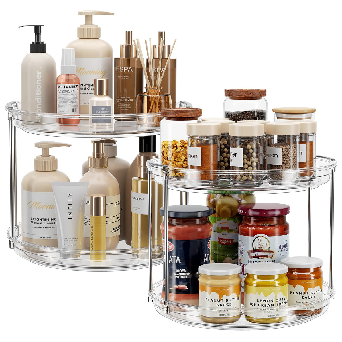 LAMU 2-Tier 9.25" Lazy Susan Rotating Organizer Rack