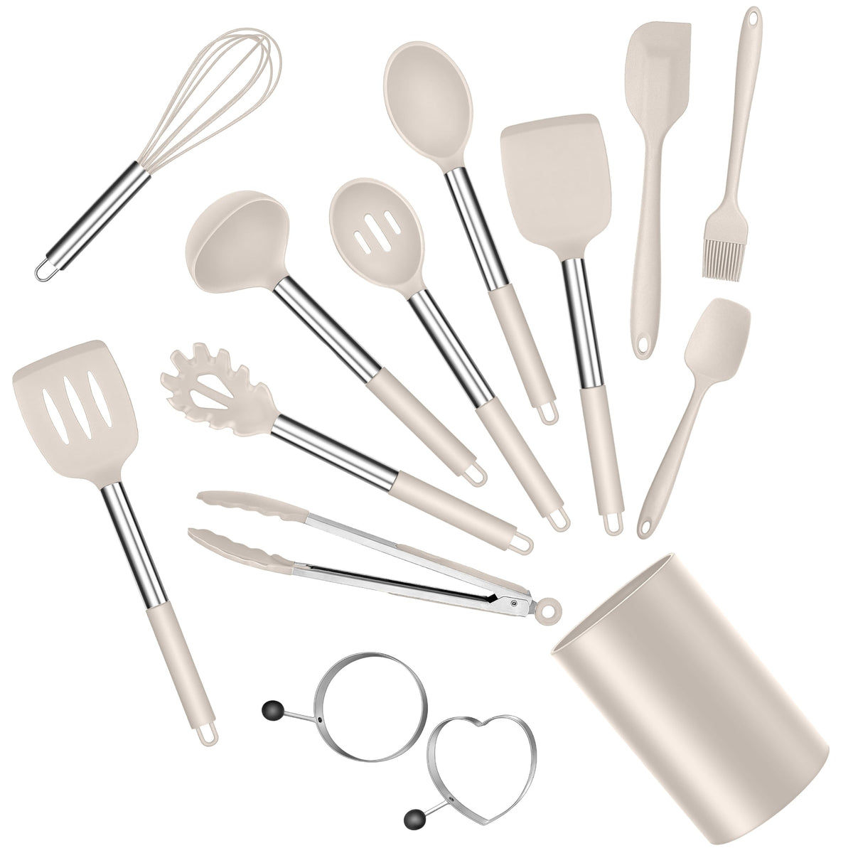 E-far 7/14/30 Pieces Black/Red/Gray/Khaki/White/Pink Silicone Kitchen Utensils Set