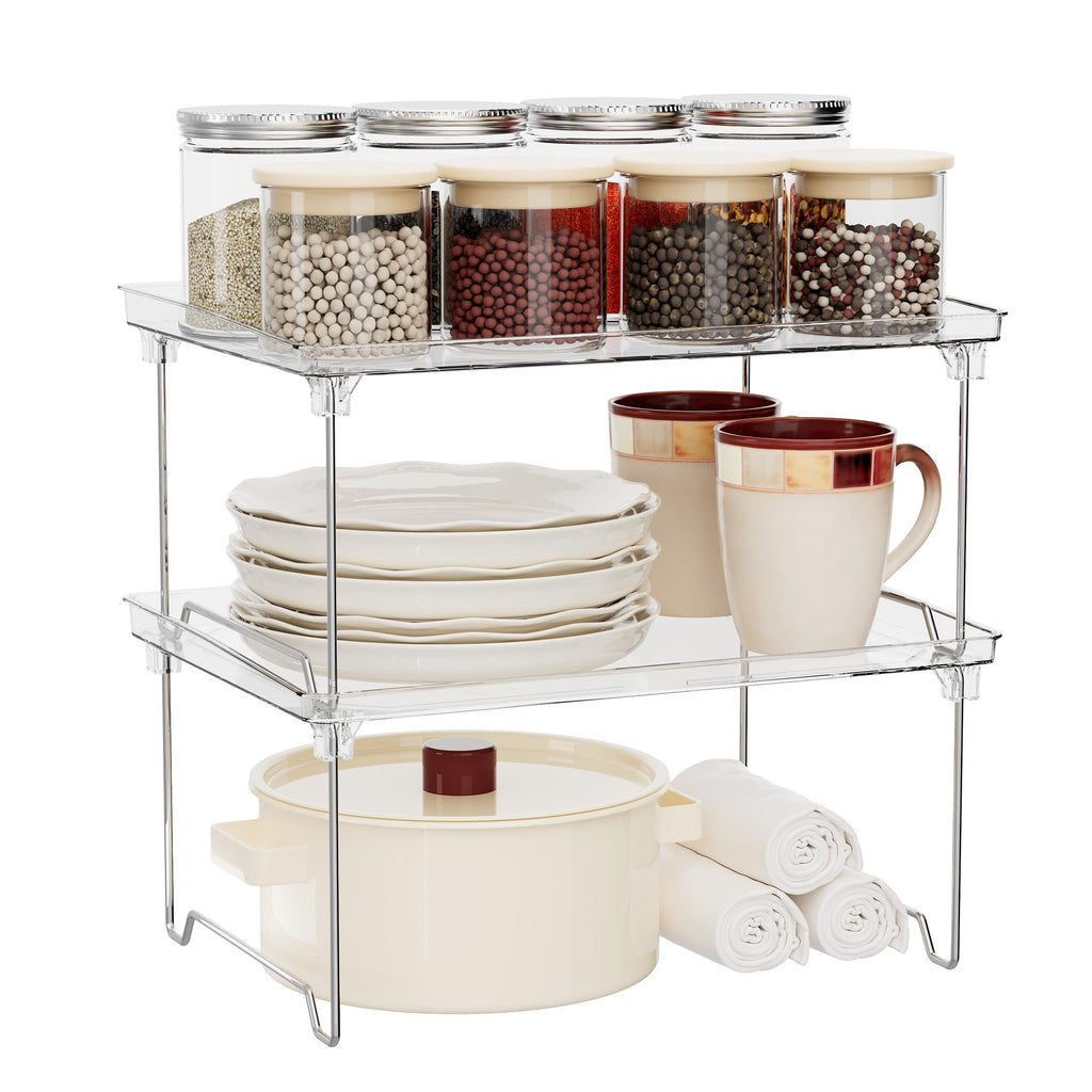 STARLATTA Clear Acrylic Stackable Cabinet Organizer Shelf