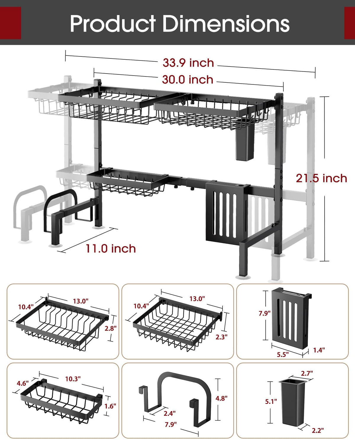 Sakugi Adjustable Over-the-Sink Stainless Steel Dish Rack