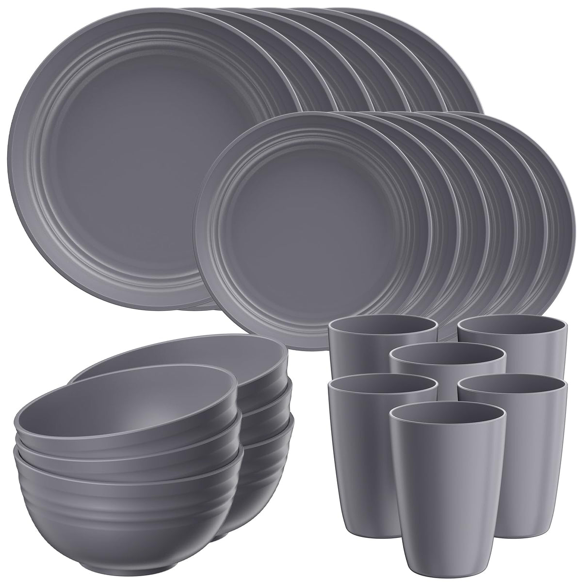 Quatish Plates and Bowls Sets for 6, Dinnerware Dishes Sets for Kitchen