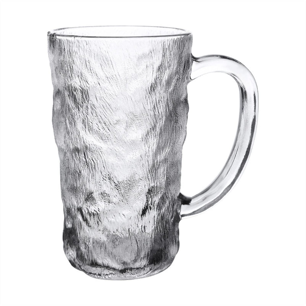 Japanese Style glacier cup with handle Glass Mug Beer Milk Lemon Juice Cup Coffee Cups Mug Gift(370ml) (370ml)