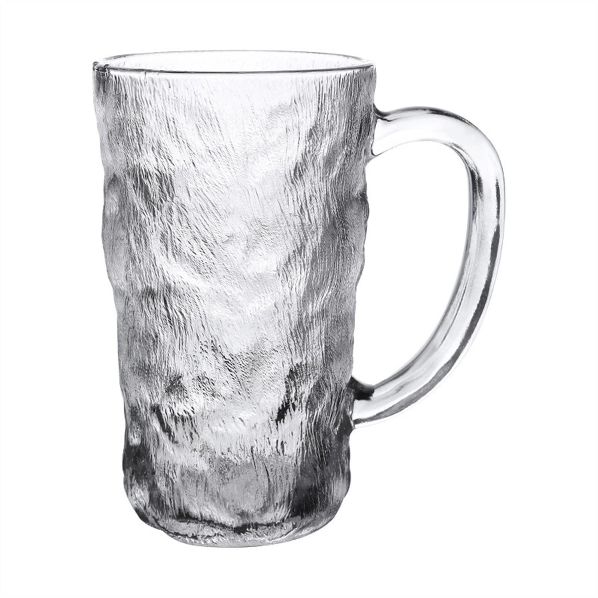 Japanese Style glacier cup with handle Glass Mug Beer Milk Lemon Juice Cup Coffee Cups Mug Gift(370ml) (370ml)