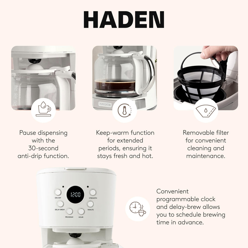 HADEN 12 Cup Programmable Coffee Maker & Heritage 1.7L Electric Tea Kettle