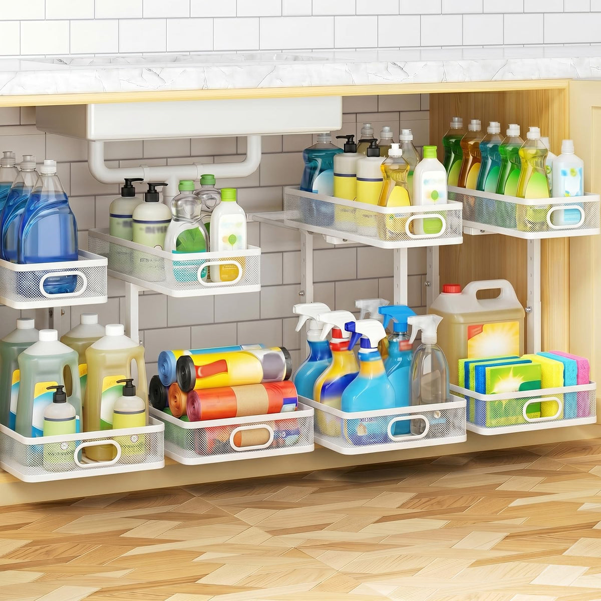 2-Pack Under Sink Organizer for Kitchen & Bathroom