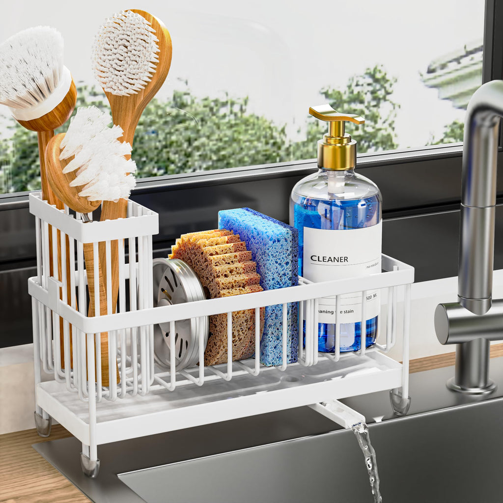 Cisily Kitchen Sink Caddy with Sponge & Brush Holder