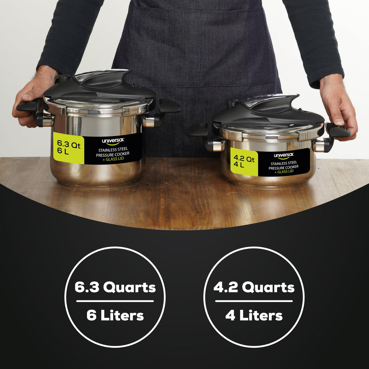 Universal Stainless Steel Pressure Cooker with Glass Lid