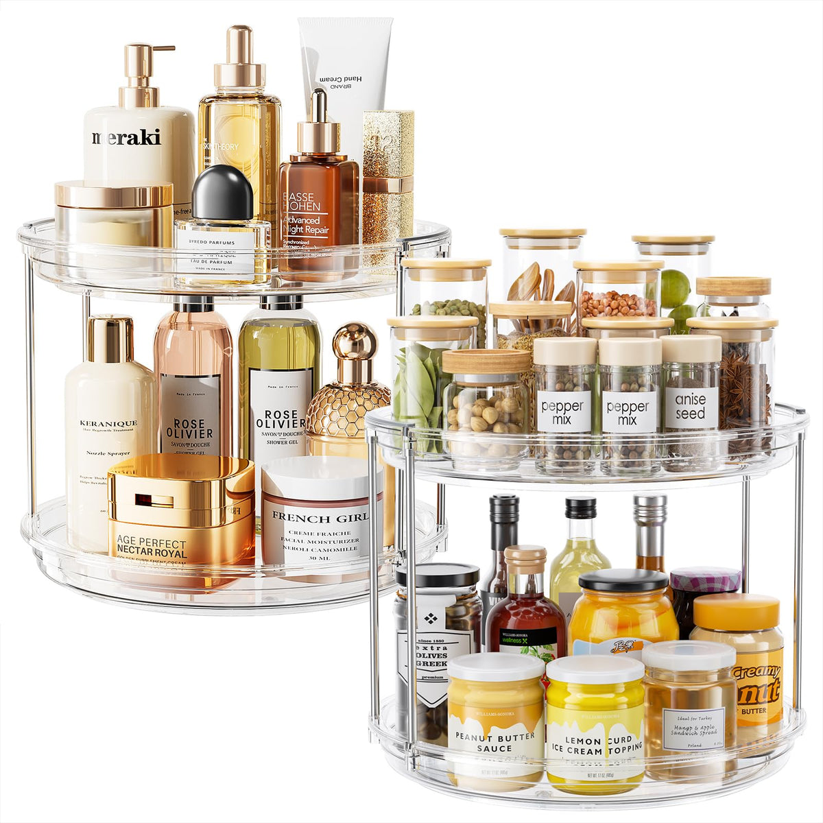 LAMU 2-Tier 9.25" Lazy Susan Rotating Organizer Rack