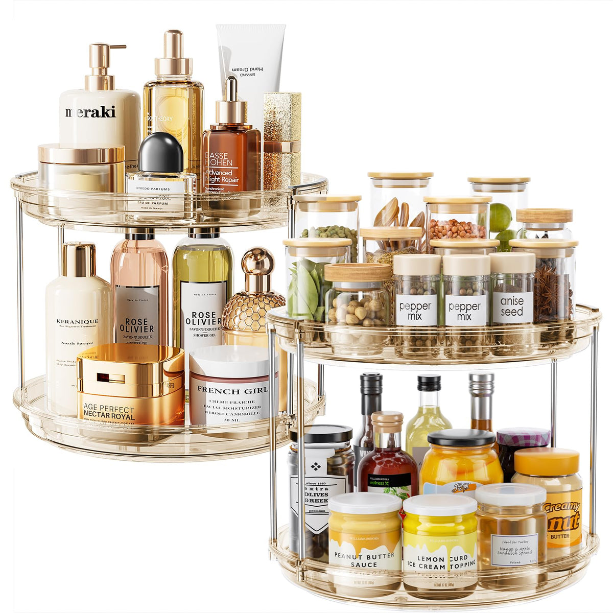 LAMU 2-Tier 9.25" Lazy Susan Rotating Organizer Rack