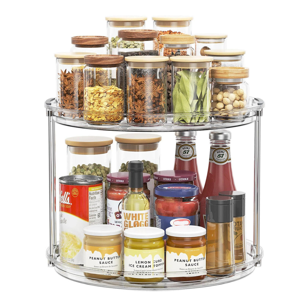 LAMU 2-Tier 9.25" Lazy Susan Rotating Organizer Rack