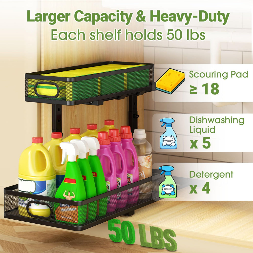 2-Pack Under Sink Organizer for Kitchen & Bathroom
