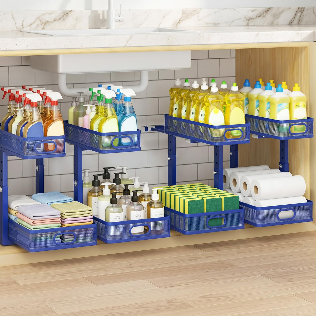 2-Pack Under Sink Organizer for Kitchen & Bathroom