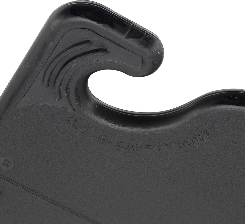 San Jamar Saf-T-Grip Plastic Cutting Board with Safety Hook, 6" x 9" x 0.375", Black