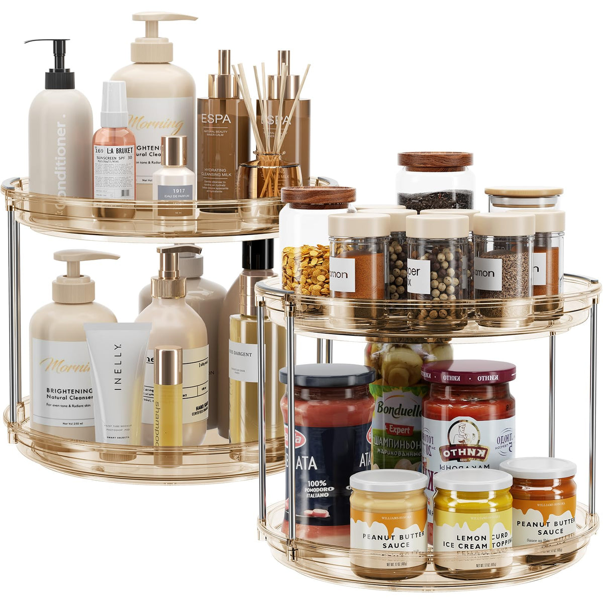 LAMU 2-Tier 9.25" Lazy Susan Rotating Organizer Rack