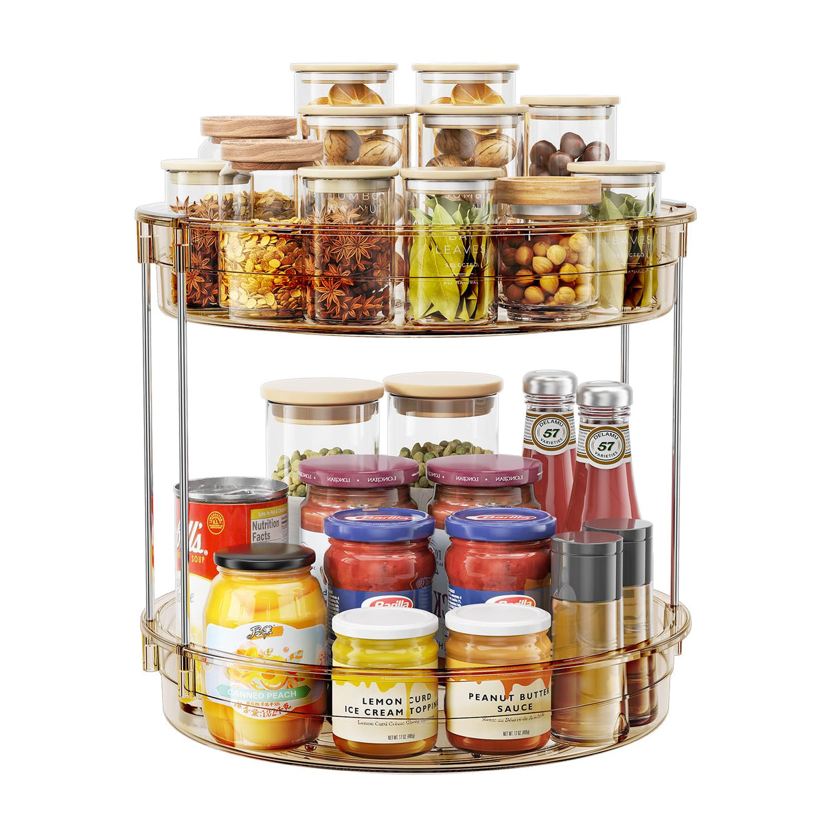 LAMU 2-Tier 9.25" Lazy Susan Rotating Organizer Rack