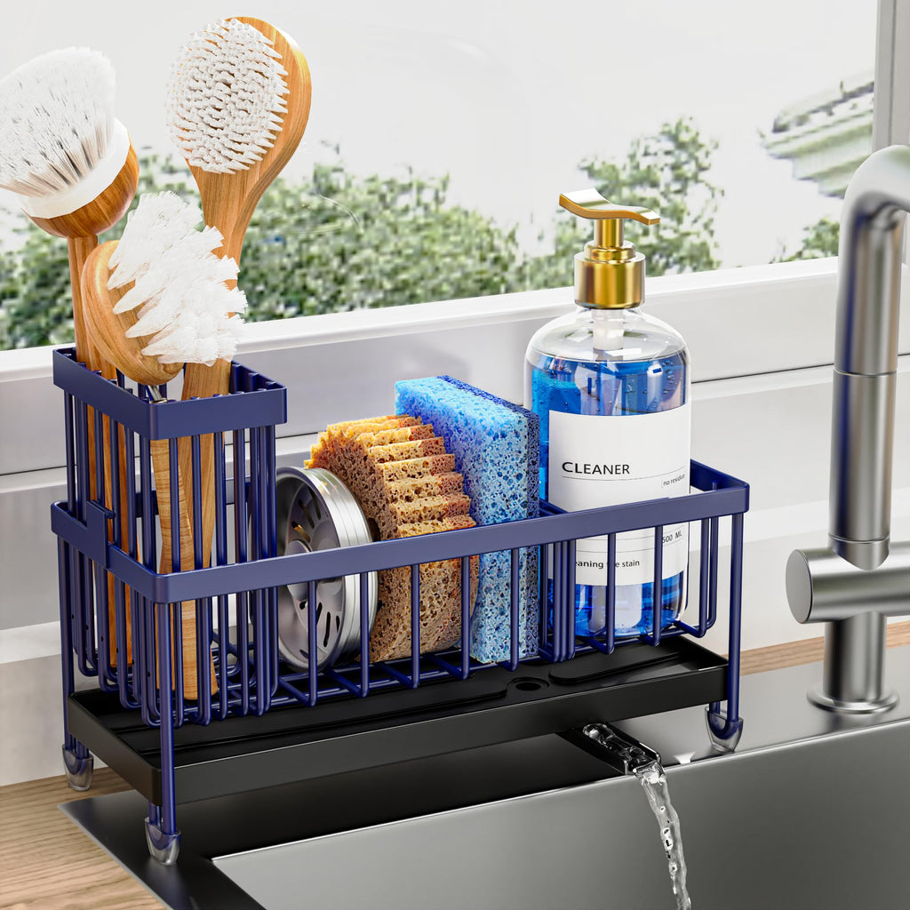 Cisily Kitchen Sink Caddy with Sponge & Brush Holder
