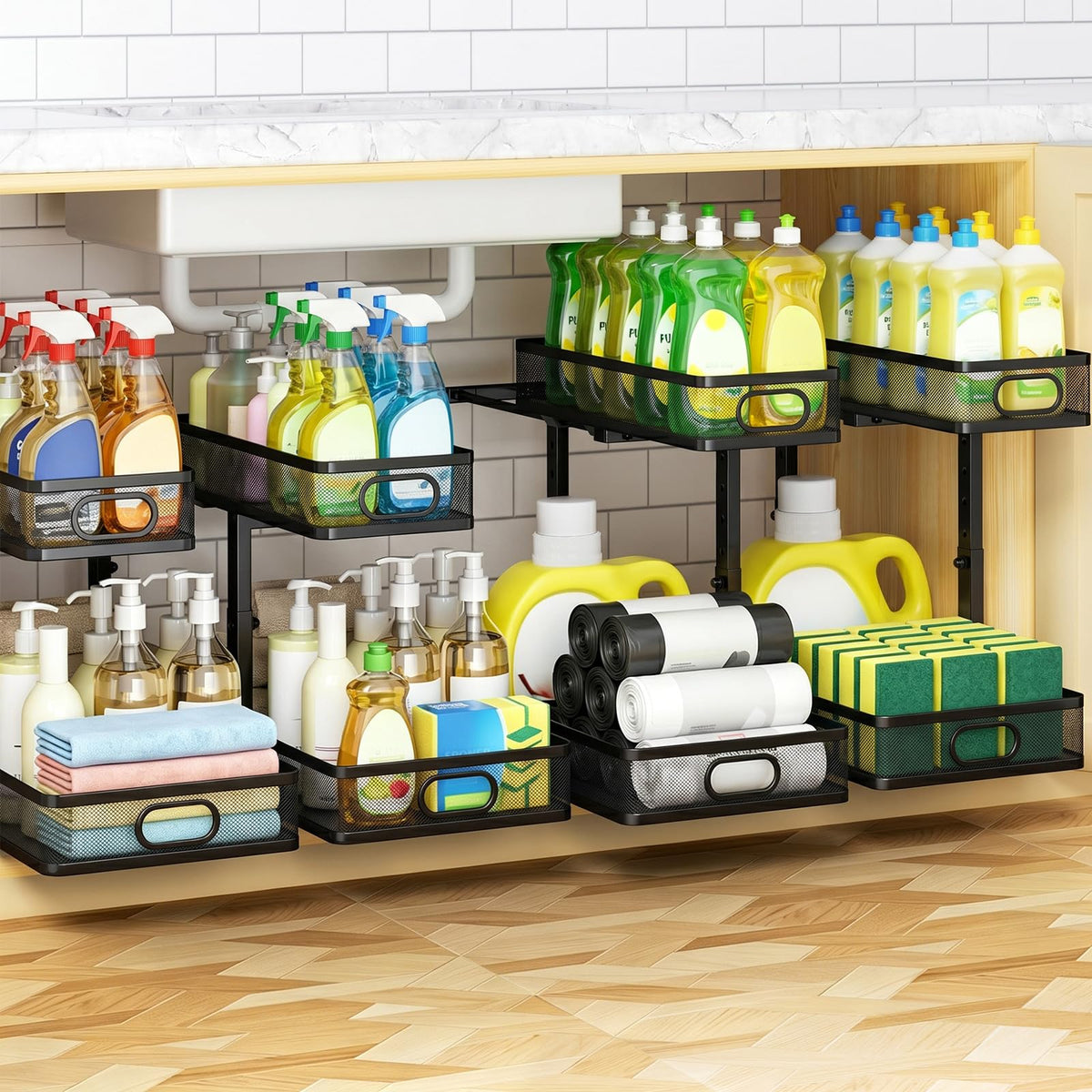 2-Pack Under Sink Organizer for Kitchen & Bathroom