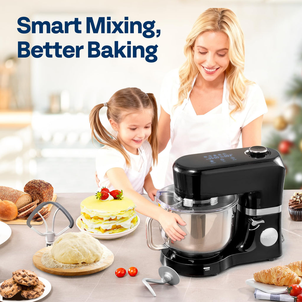 VIVOHOME Stand Mixer, 660W Tilt-Head Kitchen Electric Mixer with Bowl, Household Food Mixer for Baking, Bread, and Cakes, with Dough Hook, Beater, Whisk