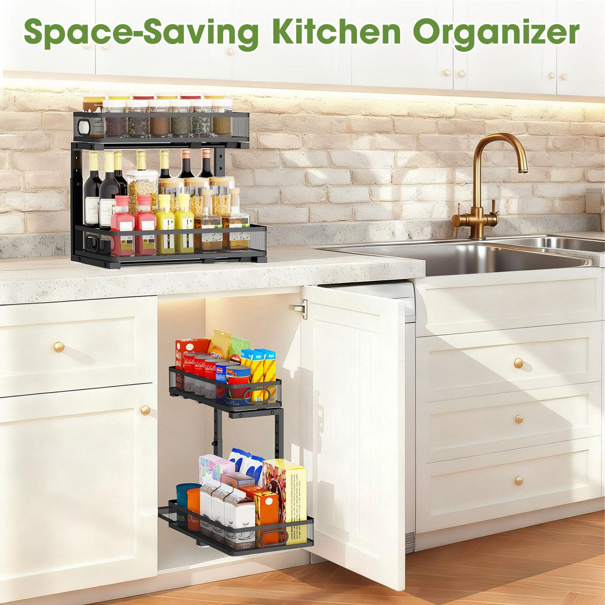 2-Pack Under Sink Organizer for Kitchen & Bathroom