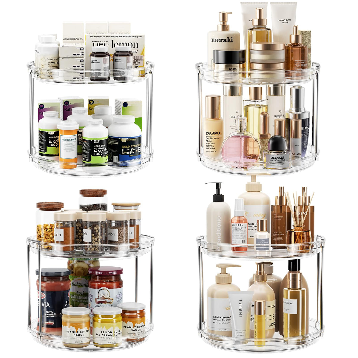 LAMU 2-Tier 9.25" Lazy Susan Rotating Organizer Rack