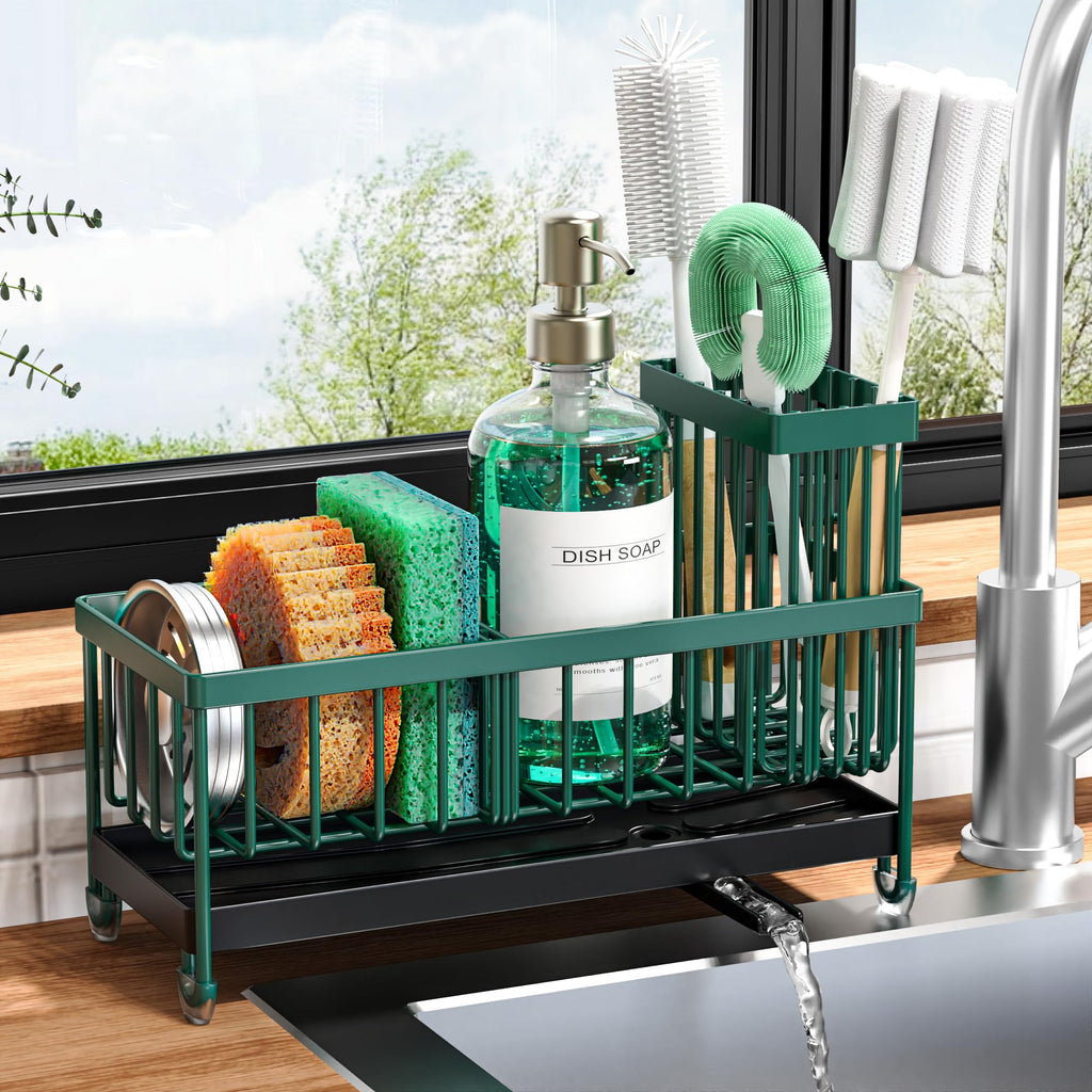 Cisily Kitchen Sink Caddy with Sponge & Brush Holder