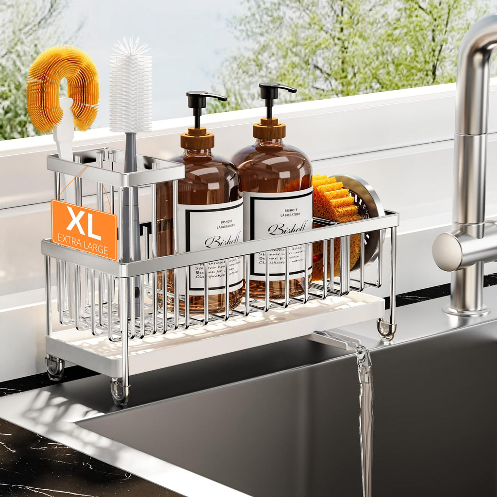 Cisily Kitchen Sink Caddy with Sponge & Brush Holder