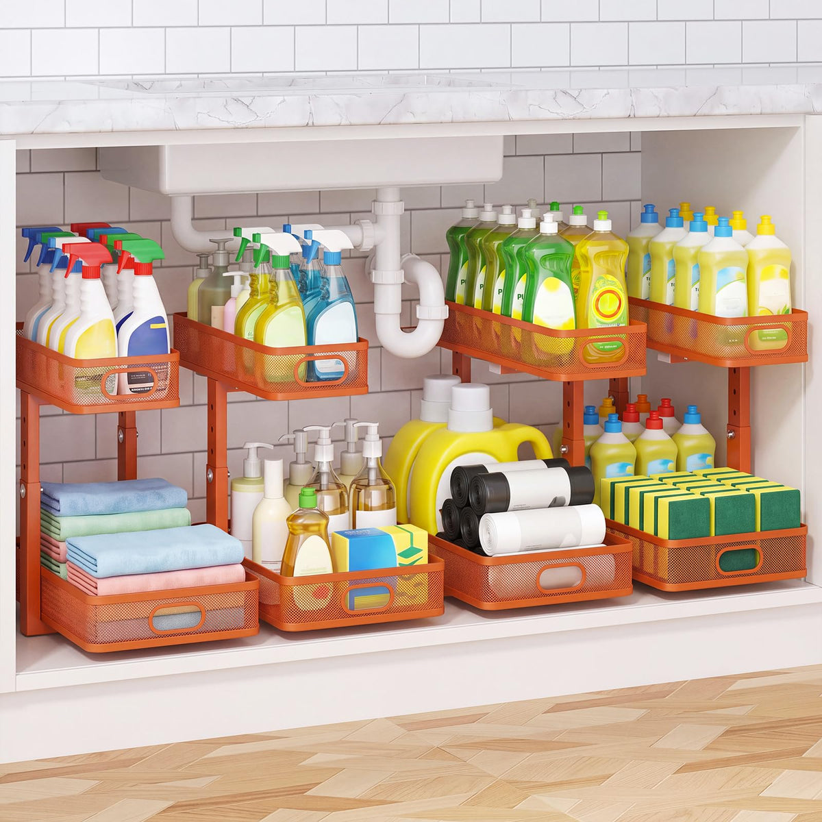 2-Pack Under Sink Organizer for Kitchen & Bathroom
