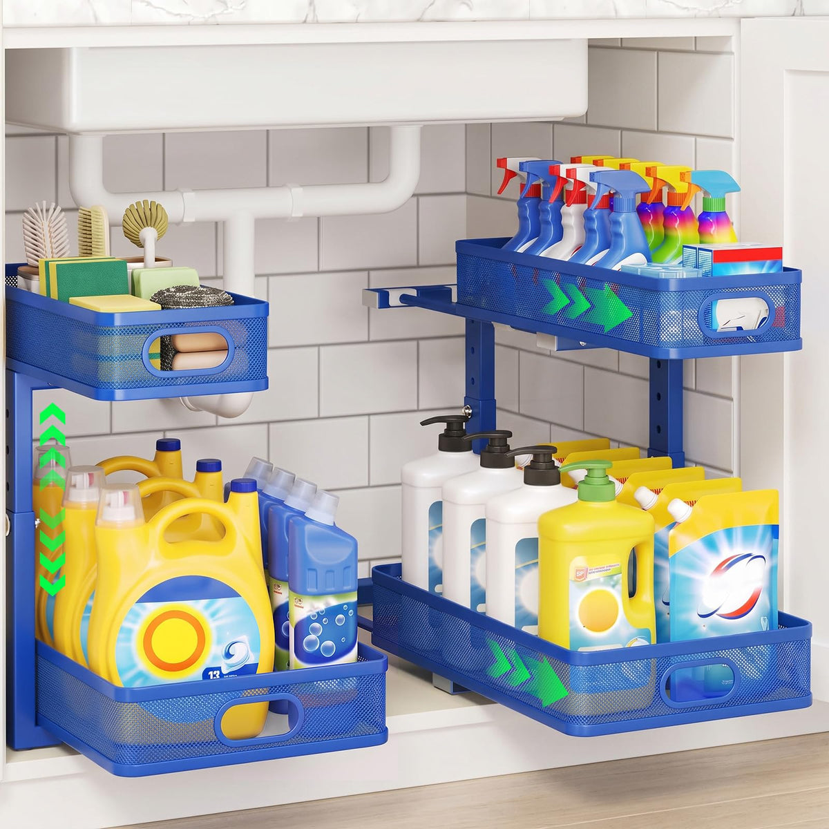 2-Pack Under Sink Organizer for Kitchen & Bathroom