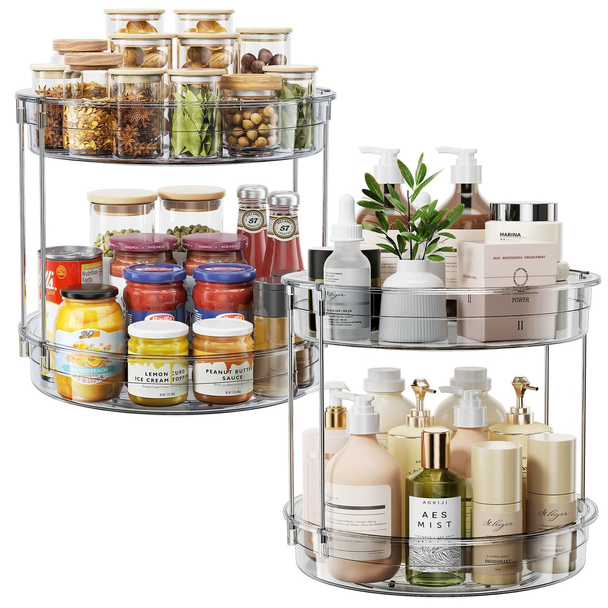 LAMU 2-Tier 9.25" Lazy Susan Rotating Organizer Rack