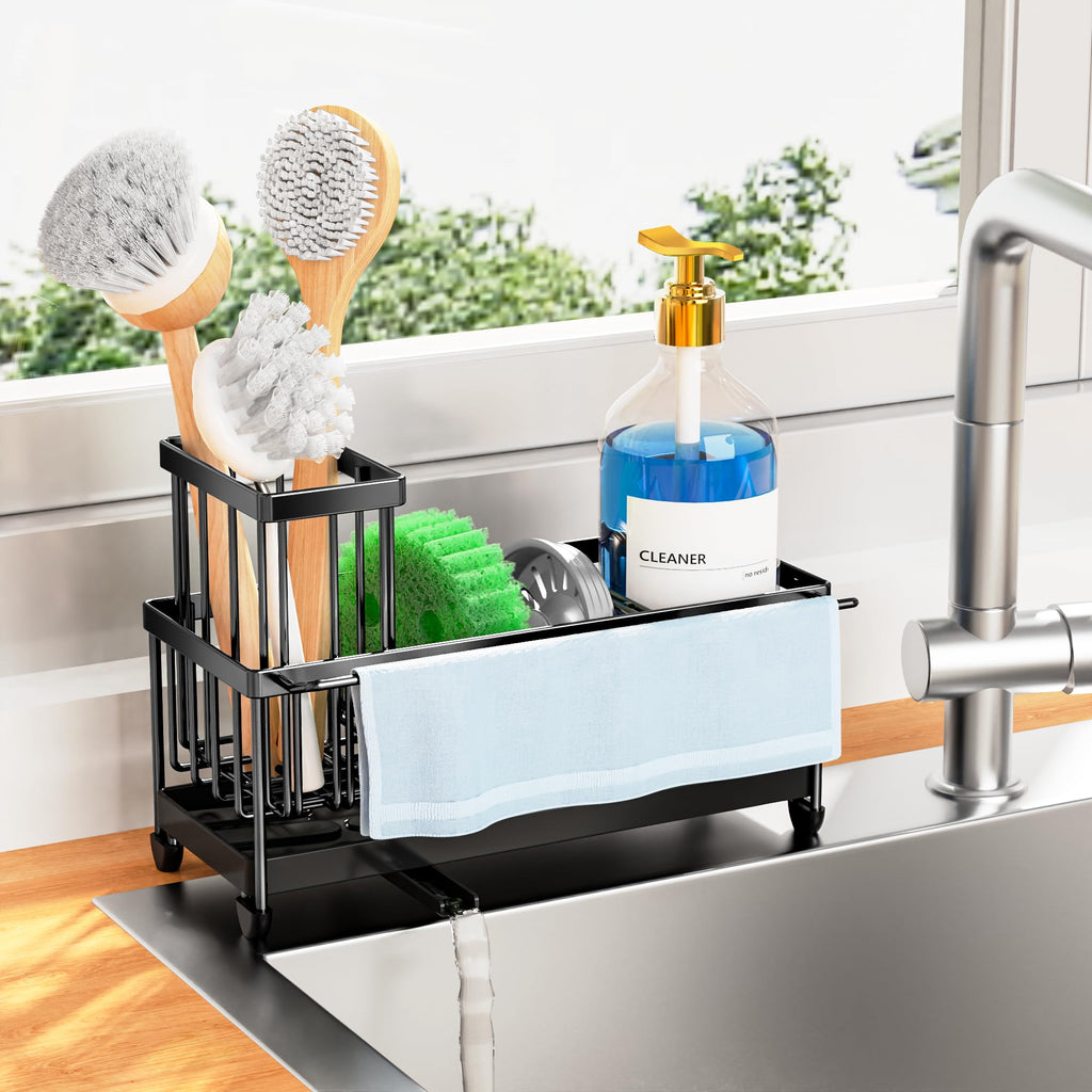 Cisily Kitchen Sink Caddy with Sponge & Brush Holder