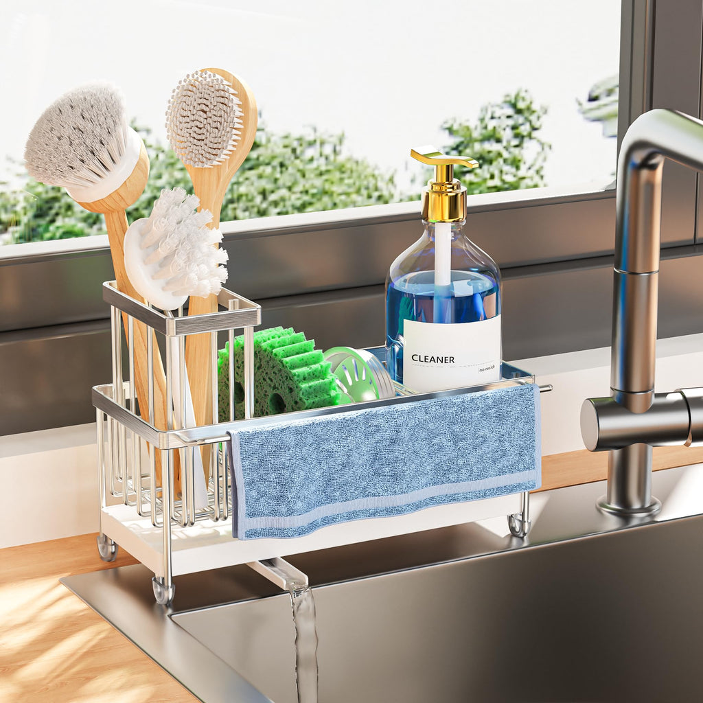 Cisily Kitchen Sink Caddy with Sponge & Brush Holder