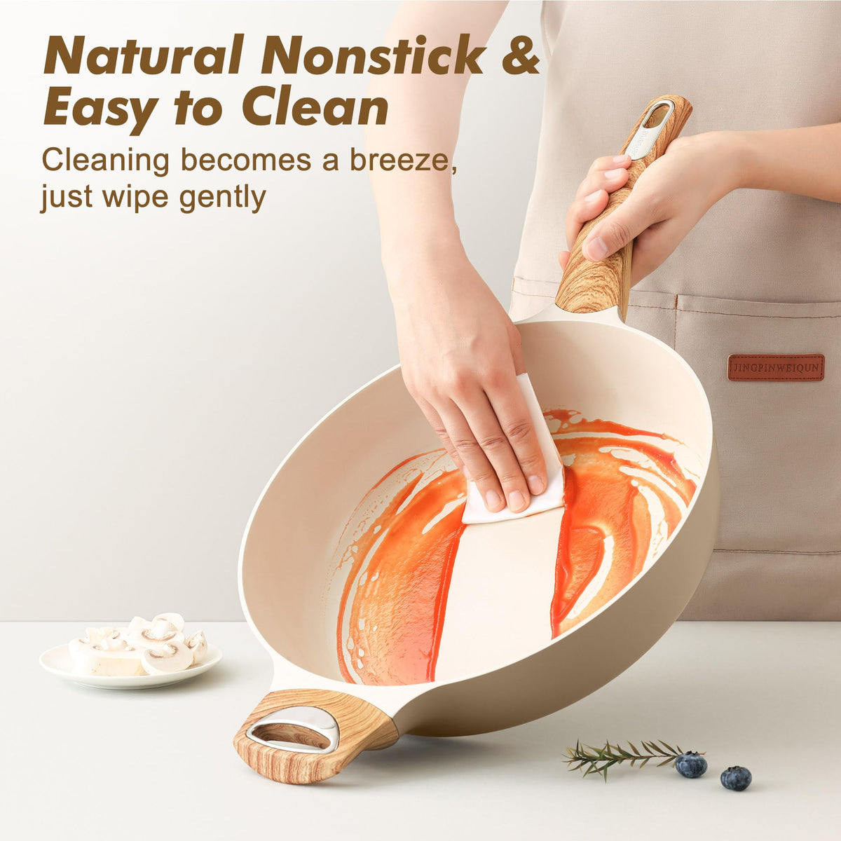 SENSARTE Ceramic Nonstick Deep Frying Pan with Lid