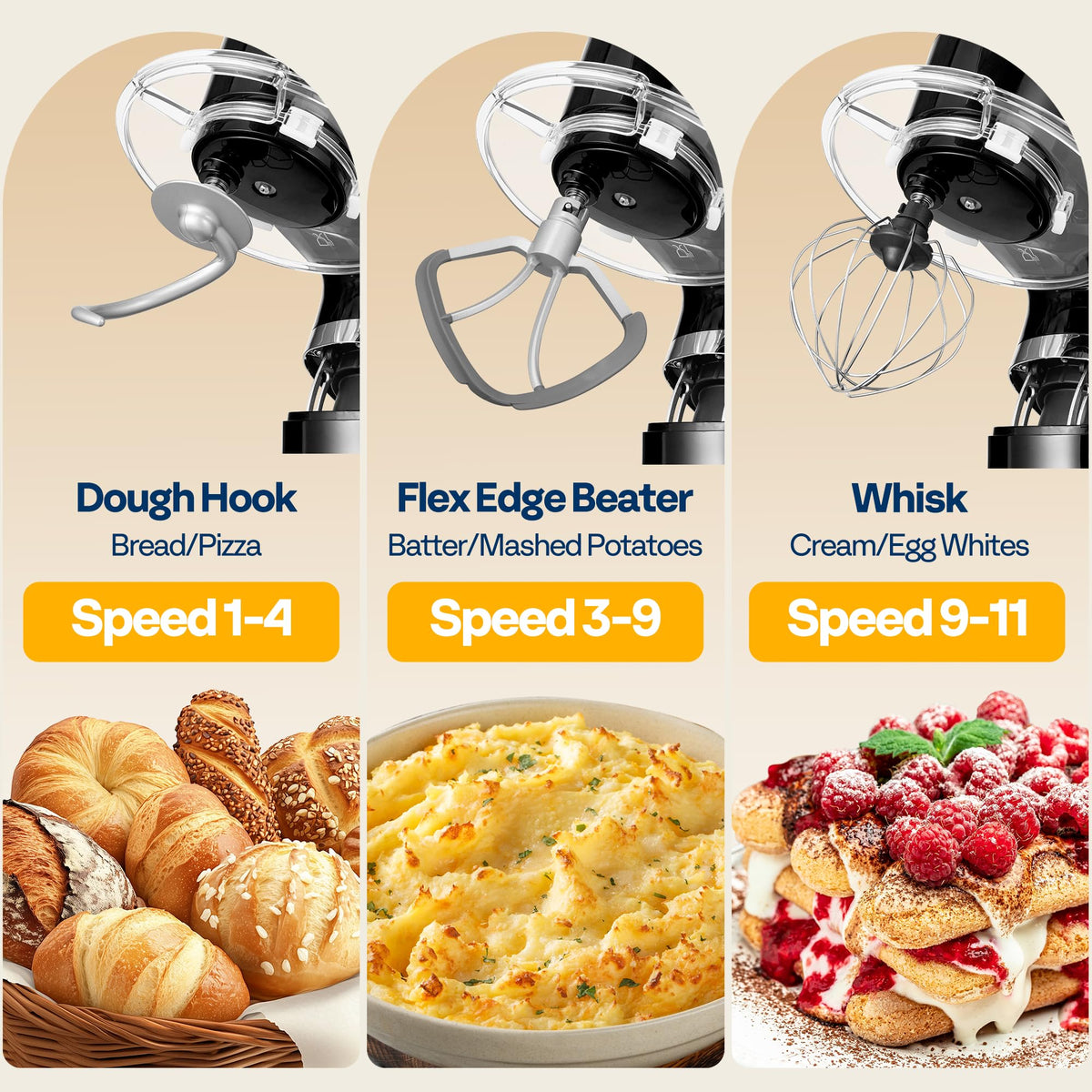 VIVOHOME Stand Mixer, 660W Tilt-Head Kitchen Electric Mixer with Bowl, Household Food Mixer for Baking, Bread, and Cakes, with Dough Hook, Beater, Whisk