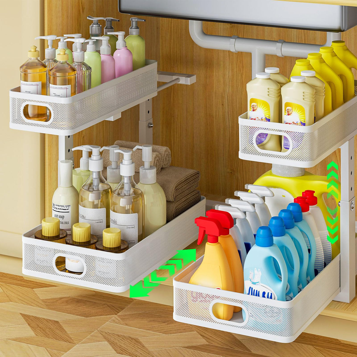2-Pack Under Sink Organizer for Kitchen & Bathroom