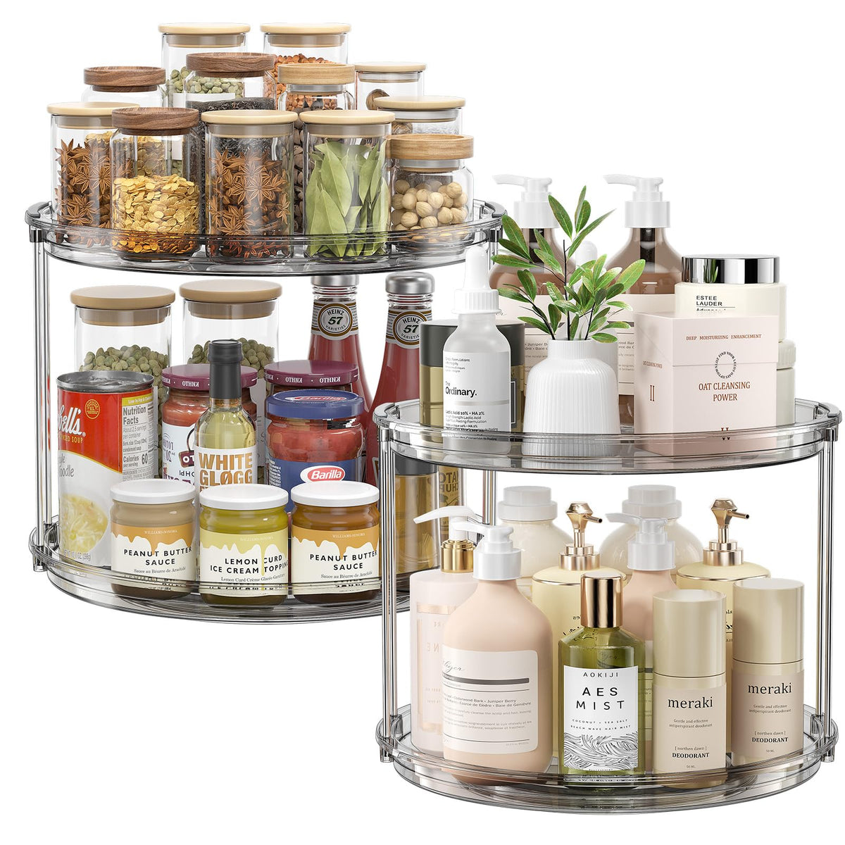 LAMU 2-Tier 9.25" Lazy Susan Rotating Organizer Rack