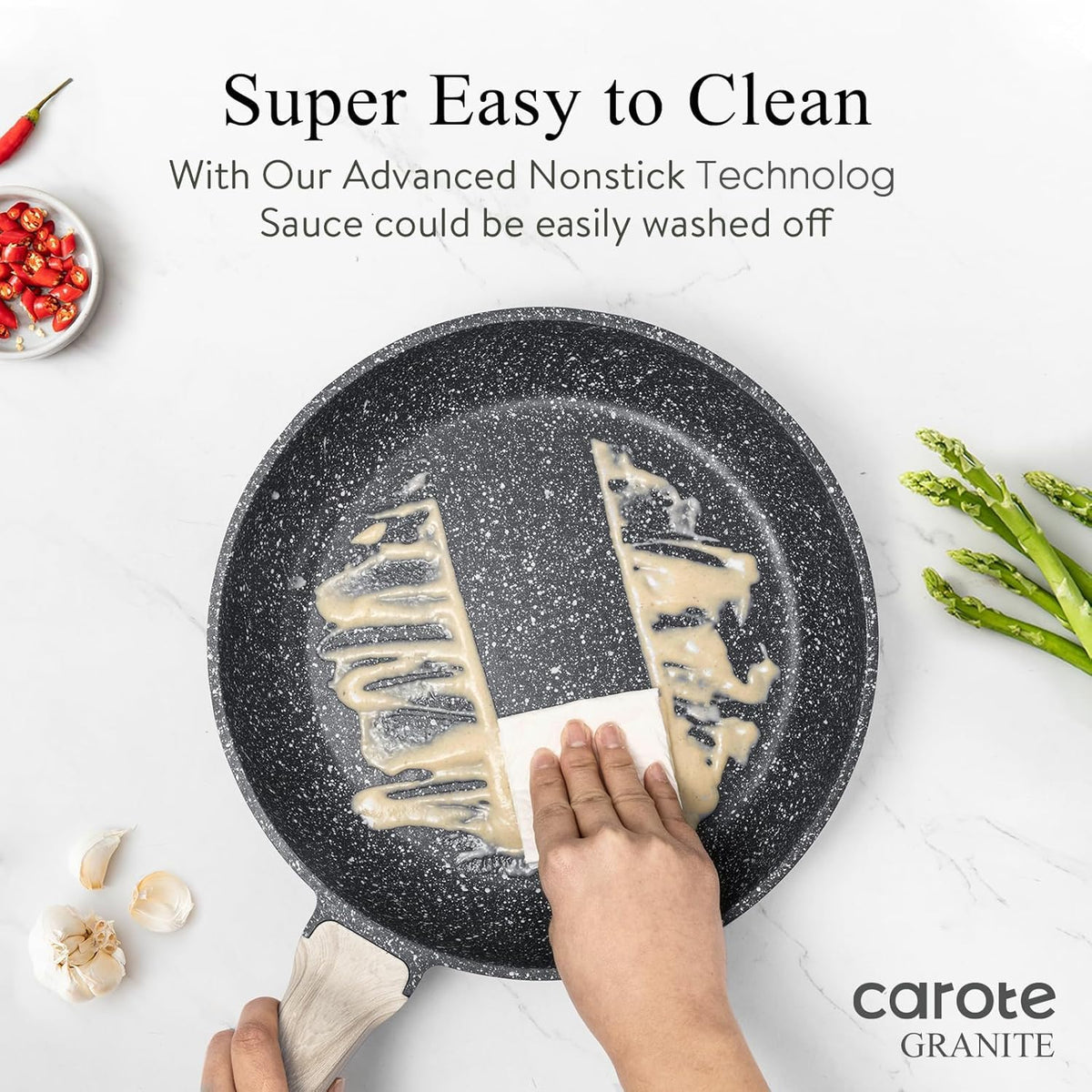 CAROTE Nonstick Granite Frying Pan & Omelet Skillet