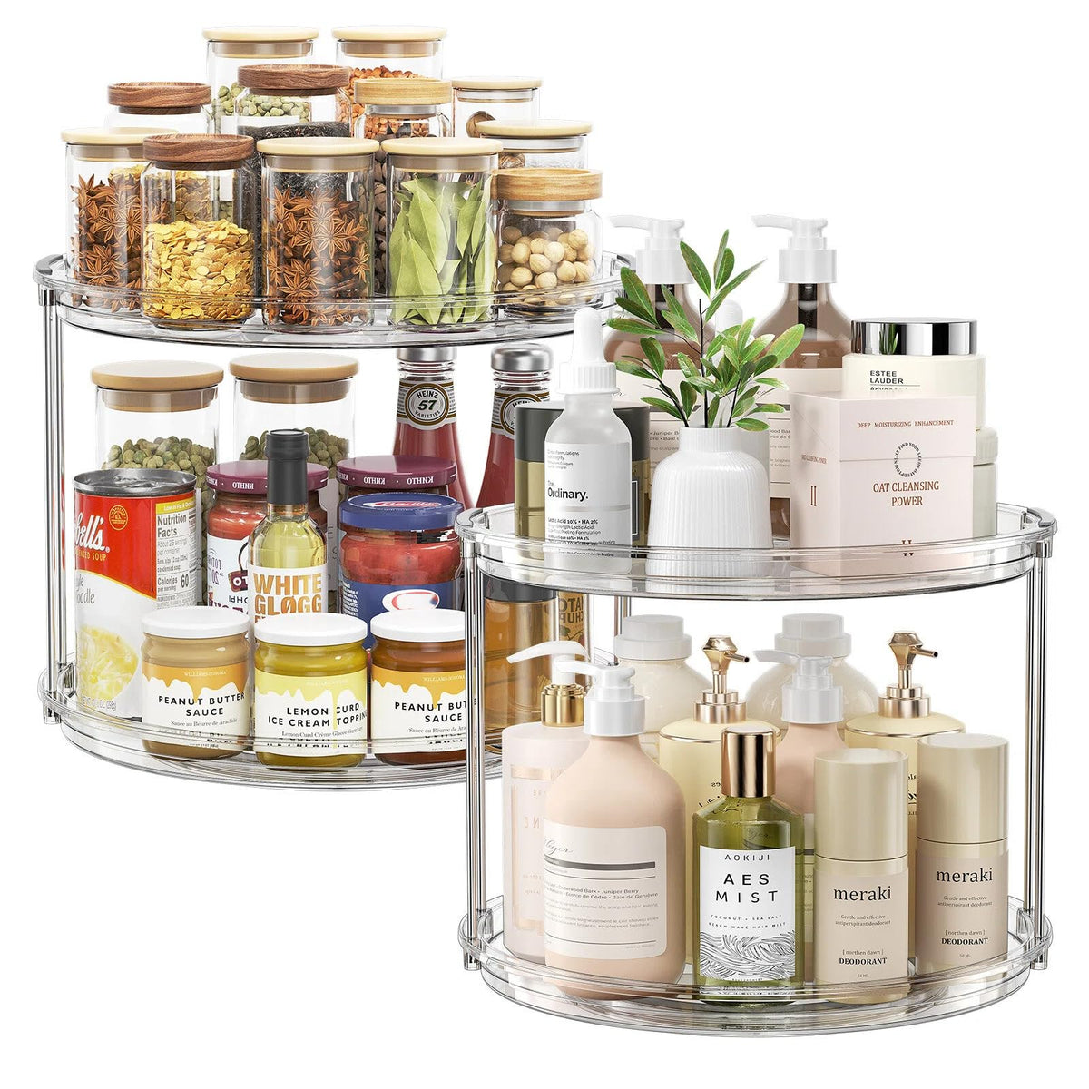 LAMU 2-Tier 9.25" Lazy Susan Rotating Organizer Rack