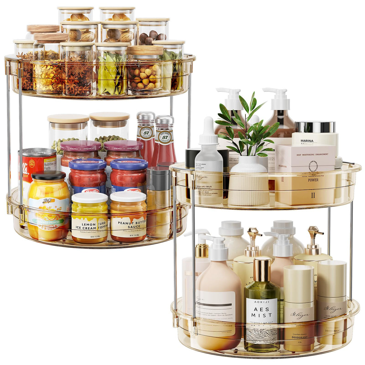 LAMU 2-Tier 9.25" Lazy Susan Rotating Organizer Rack