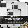 ZYBIDEAL 3 Pieces Pure Titanium Cutting Board, Sharpener with Juice Grooves