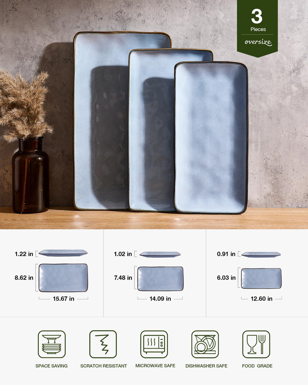 famiware Serving Platter, Ocean Rectangular Serving Dishes Serving Trays