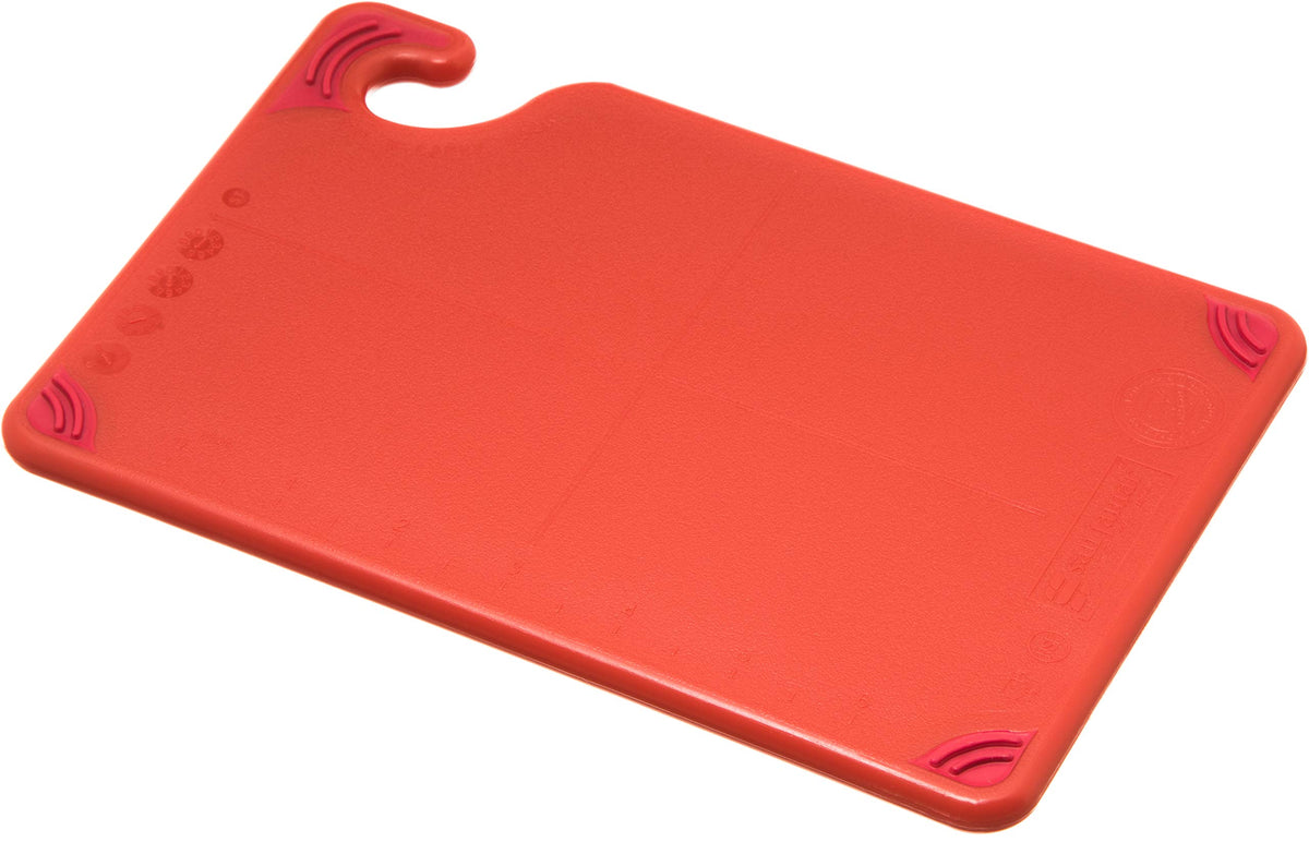 San Jamar Saf-T-Grip Plastic Cutting Board with Safety Hook, 6" x 9" x 0.375", Black