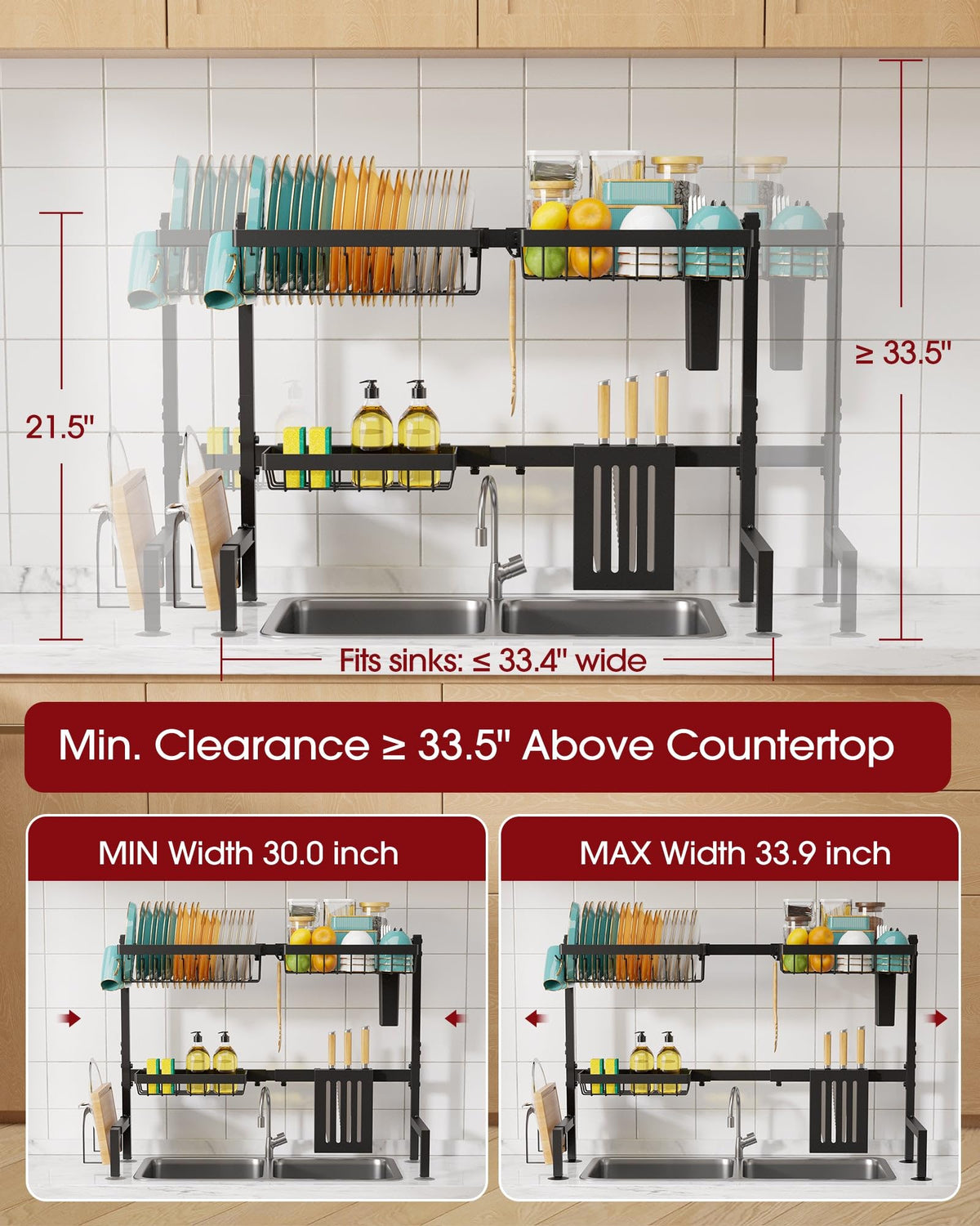 Sakugi Adjustable Over-the-Sink Stainless Steel Dish Rack