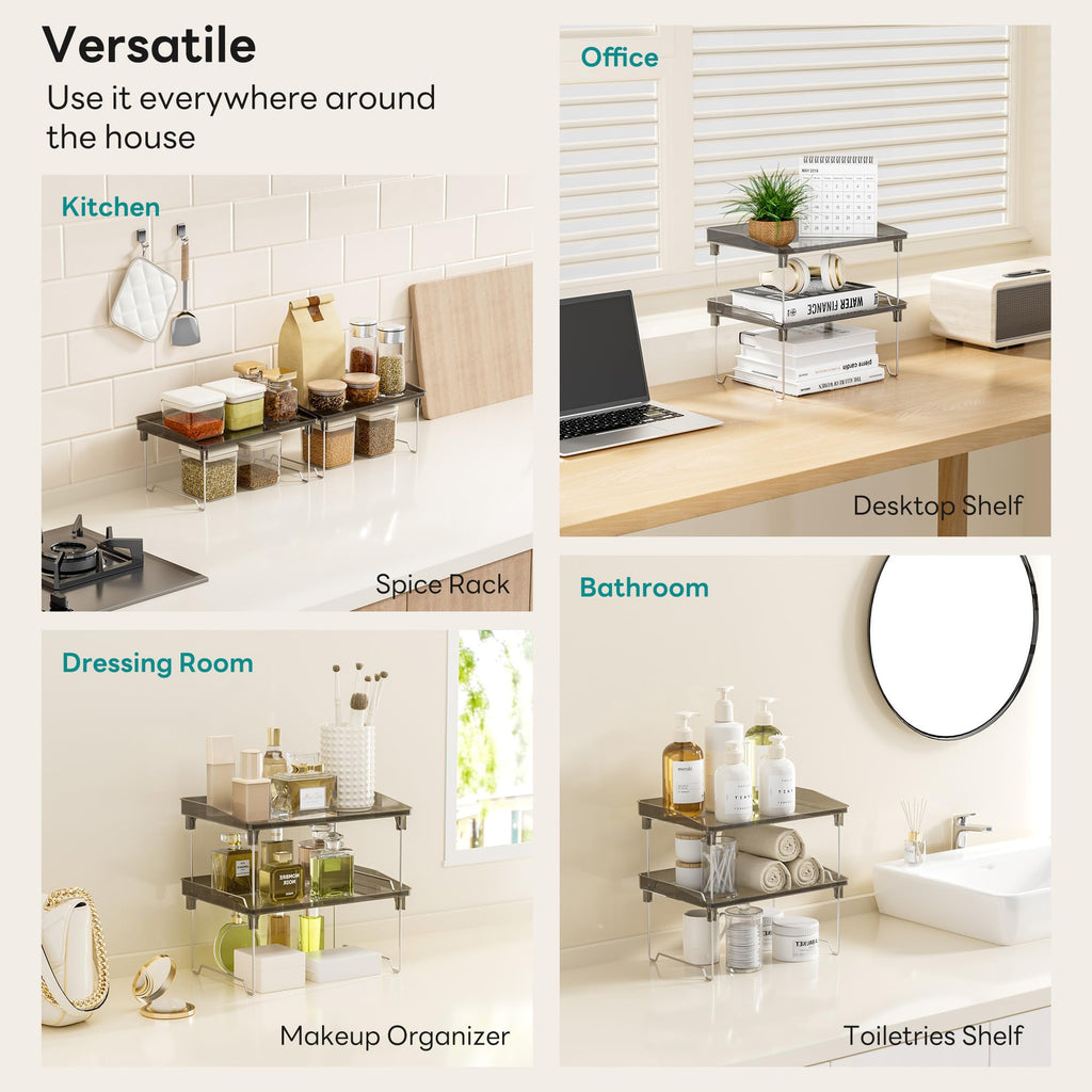 STARLATTA Clear Acrylic Stackable Cabinet Organizer Shelf