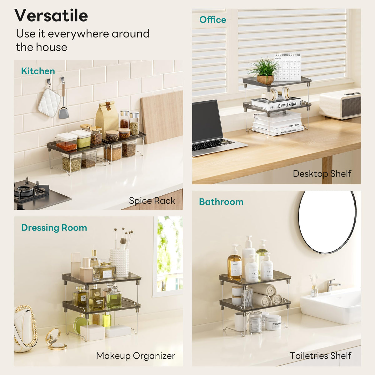 STARLATTA Clear Acrylic Stackable Cabinet Organizer Shelf