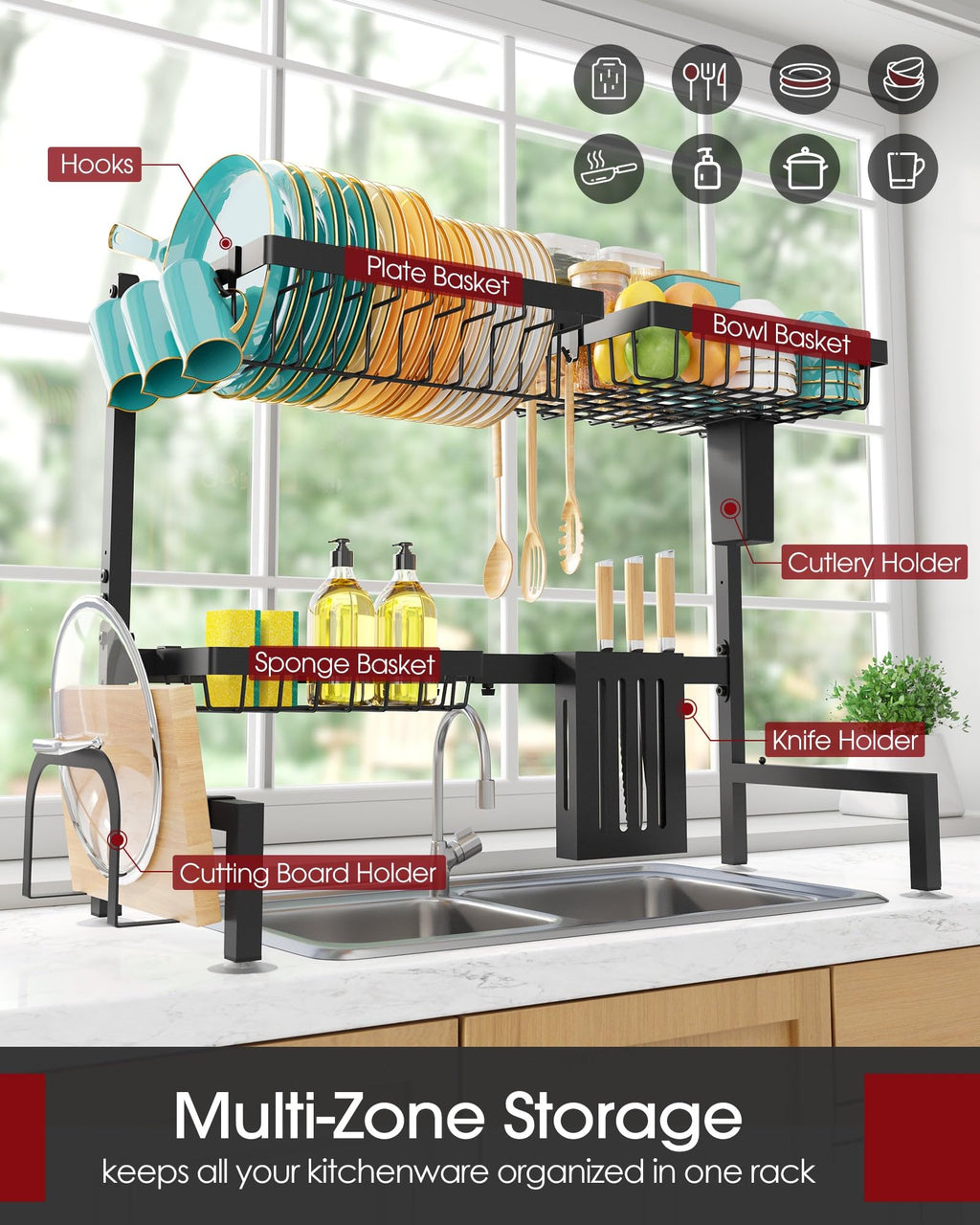 Sakugi Adjustable Over-the-Sink Stainless Steel Dish Rack