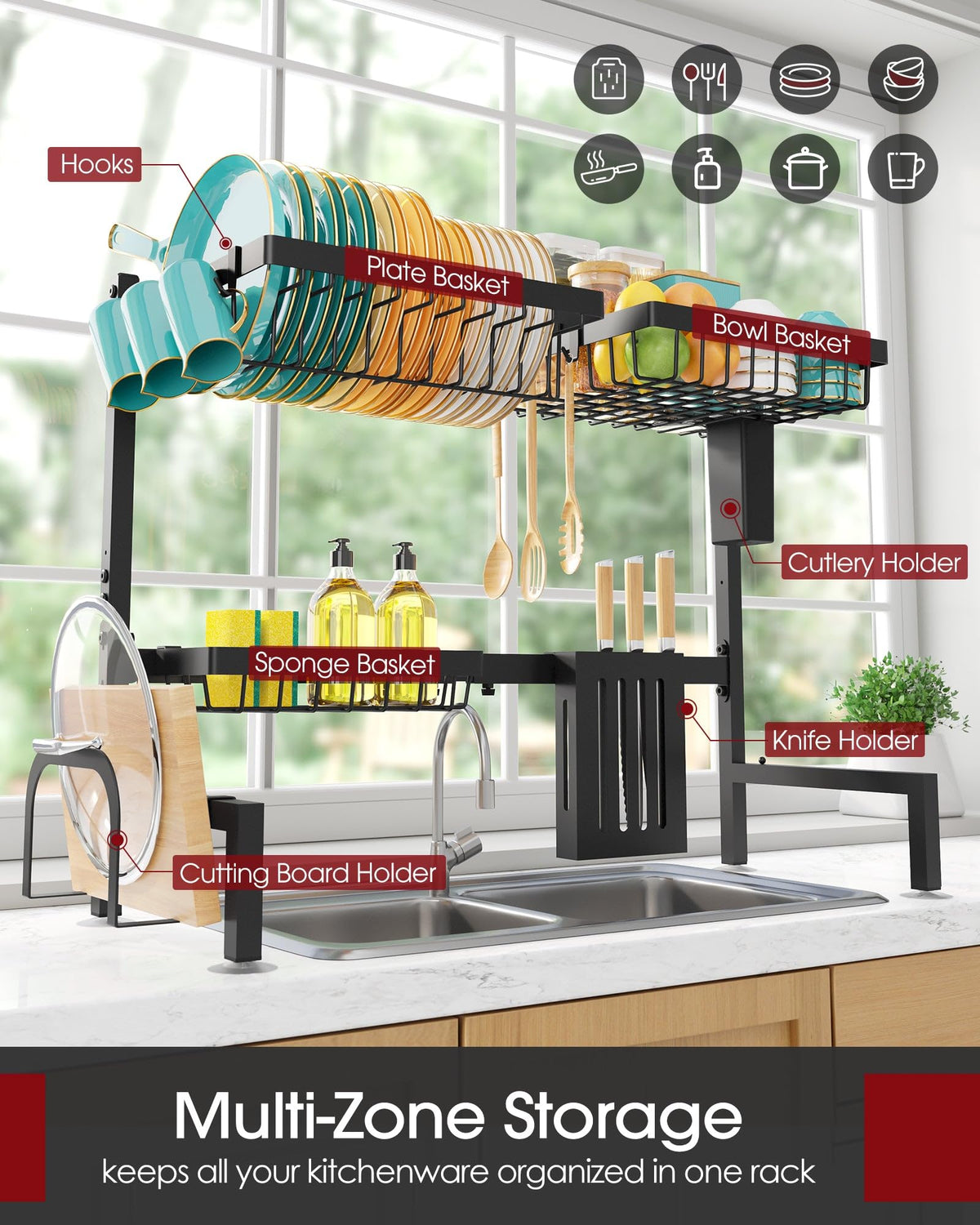 Sakugi Adjustable Over-the-Sink Stainless Steel Dish Rack